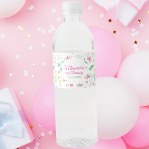 Etiqueta Para Botella De Agua Envoltura de Bebida para Niñas Jardín de Mariposas