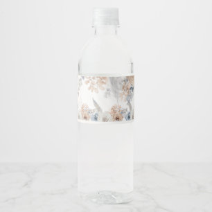 Etiqueta Para Botella De Agua Envoltura de Botella de Agua de Boda Floral Azul P
