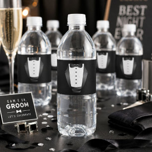 Etiqueta Para Botella De Agua Equipo de Padrino Novio esmoquin negro Fiesta de D
