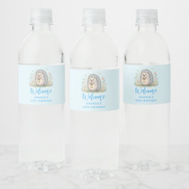 Etiqueta Para Botella De Agua Erizo Lindo con Bienvenida de Linterna