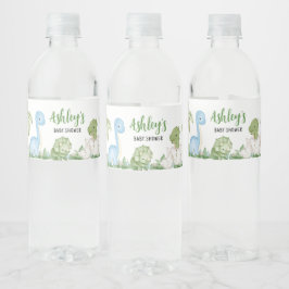 Etiqueta Para Botella De Agua Es el Baby Shower de un niño dinosaurio