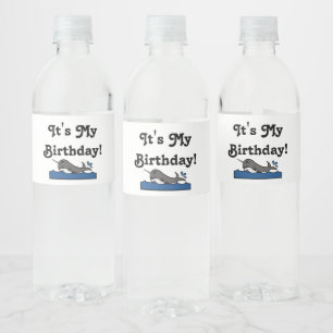 Etiqueta Para Botella De Agua Es mi Narwhal de cumpleaños 