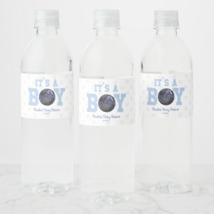 Etiqueta Para Botella De Agua ¡Es un chico! Baby Shower de Blue Bowling Ball