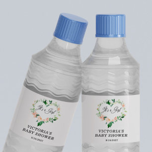 Etiqueta Para Botella De Agua Es una Baby Shower rosa Rubor Chica