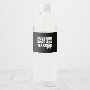 Etiqueta Para Botella De Agua Esposo de una guerrera concienciación sobre el cán