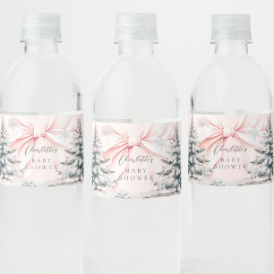 Etiqueta Para Botella De Agua Está frío fuera del Baby Shower rosado