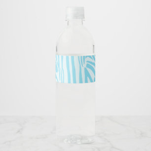 Etiqueta Para Botella De Agua Estampado de cebra azul y blanco en negrita