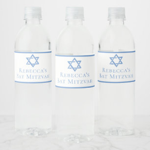 Etiqueta Para Botella De Agua Estrella azul de David del Fiesta Bat Mitzvah