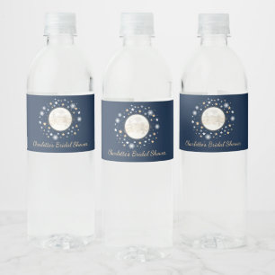 Etiqueta Para Botella De Agua Estrella de Twinkle Celestial de Oro de la Luna / 