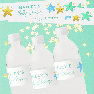 Etiqueta Para Botella De Agua Estrella pequeña de Baby Shower personalizada