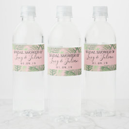 Etiqueta Para Botella De Agua Etiqueta de agua de boda con patrón de hoja de pal