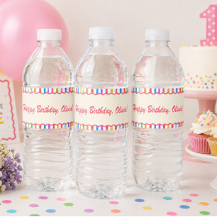 Etiqueta Para Botella De Agua Etiqueta de agua de colores retro arcoíris