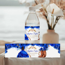 Etiqueta de agua Quinceañera vaquera azul real dor