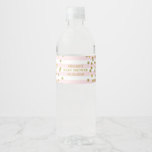 Etiqueta Para Botella De Agua Etiqueta de Baby Shower de las bandas rosadas de o