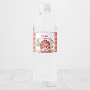 Etiqueta Para Botella De Agua Etiqueta de bebida de cumpleaños de la granja Red