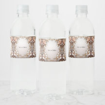 Etiqueta de Botella de Agua con Flores Suaves Rosa