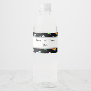 Etiqueta Para Botella De Agua Etiqueta de botella de agua con patrón de corazón 