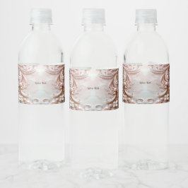 Etiqueta Para Botella De Agua Etiqueta de botella de agua con perla y floral orn