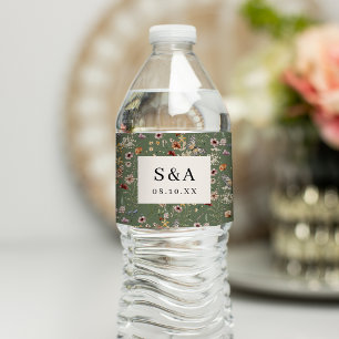 Etiqueta Para Botella De Agua Etiqueta de Botella de Agua de Boda con Flor Silve
