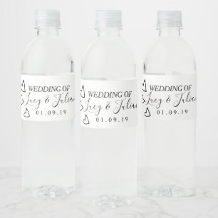 Etiqueta Para Botella De Agua Etiqueta de Botella de Agua de Boda Corazón Negro 