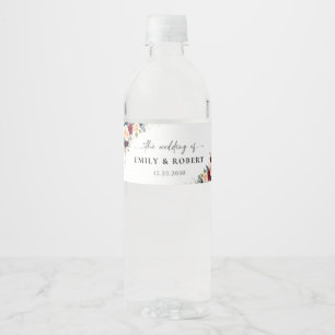 Etiqueta Para Botella De Agua Etiqueta de botella de agua de Boda de Borgoña y M