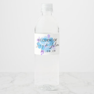 Etiqueta Para Botella De Agua Etiqueta de botella de agua de boda floral azul ac