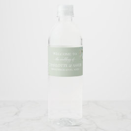 Etiqueta Para Botella De Agua Etiqueta de botella de agua de boda verde salvia
