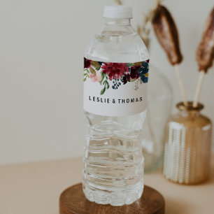 Etiqueta Para Botella De Agua Etiqueta de botella de agua de burgundy deslumbran