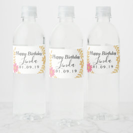 Etiqueta Para Botella De Agua Etiqueta de botella de agua de corona floral de cu