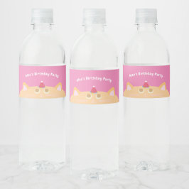 Etiqueta Para Botella De Agua Etiqueta de Botella de Agua de Cumpleaños de Gato