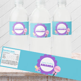 Etiqueta Para Botella De Agua Etiqueta de botella de agua de cumpleaños de muñec