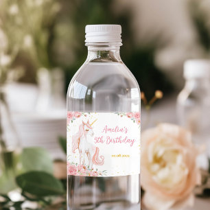 Etiqueta Para Botella De Agua Etiqueta de Botella de Agua de Cumpleaños Floral d
