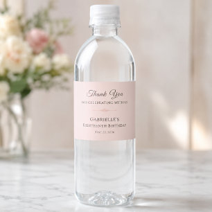 Etiqueta Para Botella De Agua Etiqueta de Botella de Agua de Cumpleaños Rosa Rub