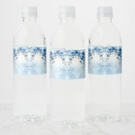 Etiqueta Para Botella De Agua Etiqueta de Botella de Agua de Flores Azules y Per