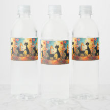 Etiqueta de Botella de Agua de Jirafa de Gato Ador