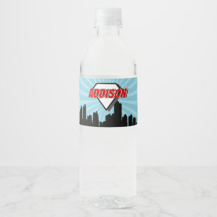 Etiqueta Para Botella De Agua Etiqueta de botella de agua de la Superheroína Com