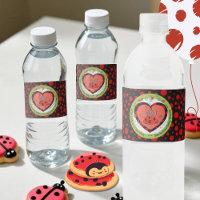Etiqueta de Botella de Agua de Mariquita Vibrante