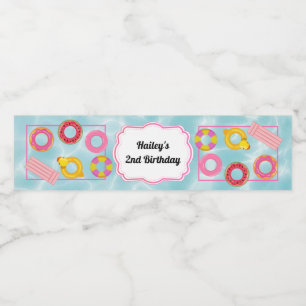 Etiqueta Para Botella De Agua Etiqueta de botella de agua Fiesta de piscina rosa