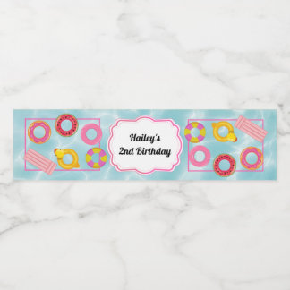 Etiqueta Para Botella De Agua Etiqueta de botella de agua Fiesta de piscina rosa