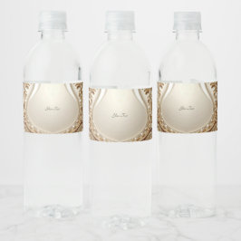 Etiqueta Para Botella De Agua Etiqueta de Botella de Agua Floral Dorada Elegante