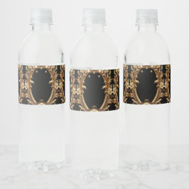 Etiqueta Para Botella De Agua Etiqueta de Botella de Agua Floral Dorada Ornata