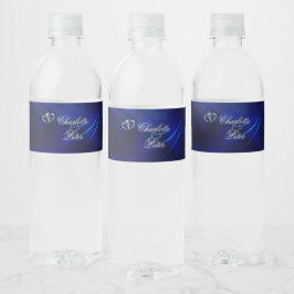 Etiqueta Para Botella De Agua Etiqueta de botella de agua Royal Blue Diamonds/He