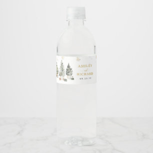 Etiqueta Para Botella De Agua Etiqueta de botella de vino de boda con árbol de N