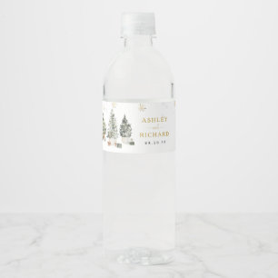 Etiqueta Para Botella De Agua Etiqueta de botella de vino de boda con árbol de N
