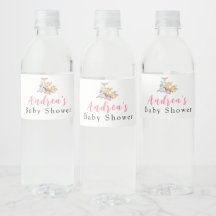Etiqueta de frasco de agua Baby Shower de Woodland