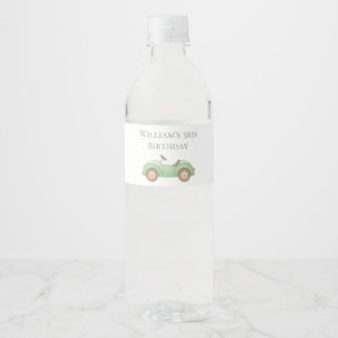 Etiqueta Para Botella De Agua Etiqueta de la botella de agua Pastel Green Car y