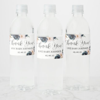 Etiqueta Para Botella De Agua Etiqueta del frasco de agua azul marino y rosa rub