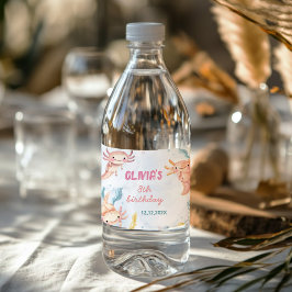Etiqueta Para Botella De Agua Etiqueta del frasco de agua de cumpleaños de Axolo