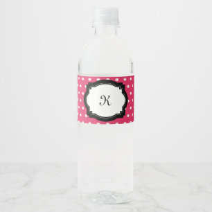 Etiqueta Para Botella De Agua Etiqueta del frasco de agua de Punto Polka Rosa