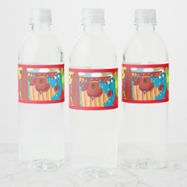 Etiqueta Para Botella De Agua Etiqueta del frasco de agua del oso de Groovy